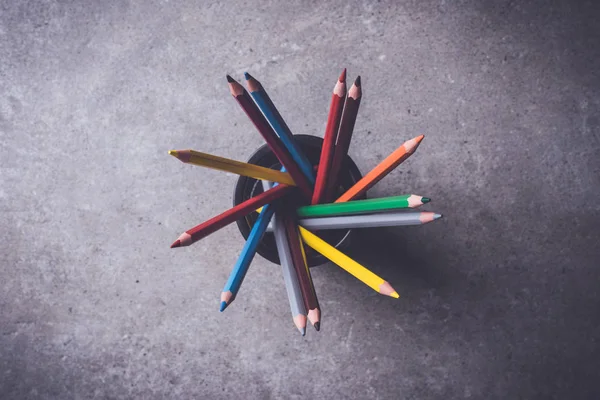 Colorful Pencils Stone Background — Stock Photo, Image