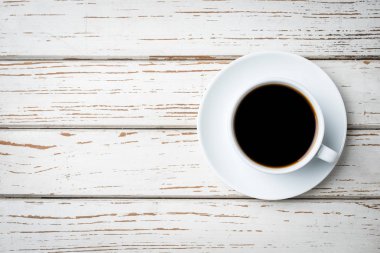 Eski ahşap masa kahve Kupası genel gider atış