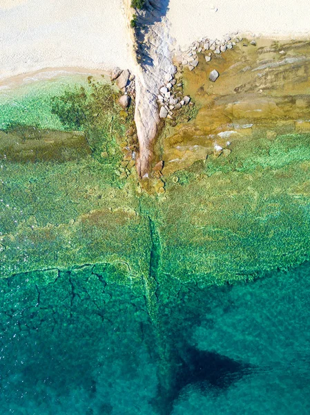 Napowietrznych Strzał Turkus Morza Piaszczystej Plaży — Zdjęcie stockowe