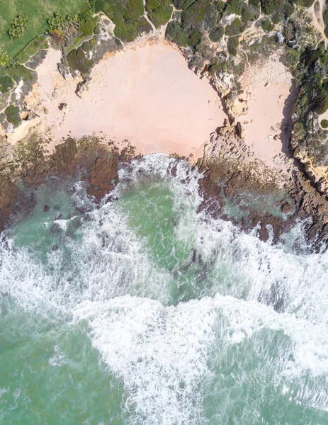 Вид Воздуха Песчаный Пляж Океан Красивой Бирюзовой Водой — стоковое фото