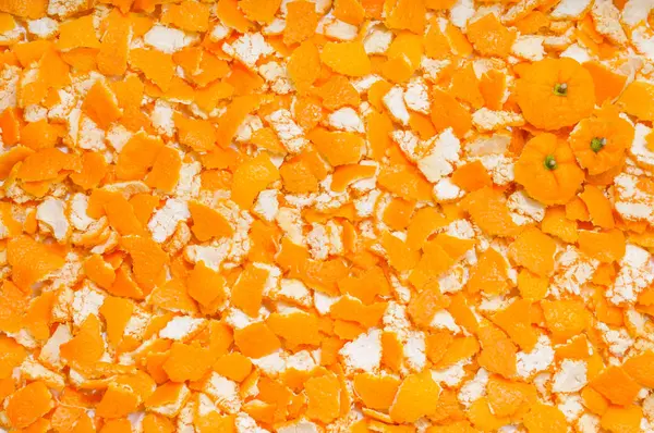 Birçok mandalina derileri ve en iyi parçalar görünümü yukarıdan doku