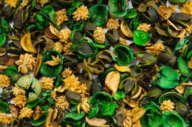 Arka plan olarak renkli kuru bölümü aromatik kesecik gelen içeriği