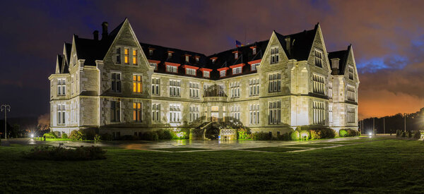 Palace Magdalena in Santander at night, Cantabria, Northern Spain