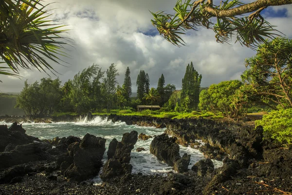 Парк Штата Блэк Бич Дороге Хана Мауи Гавайи — стоковое фото