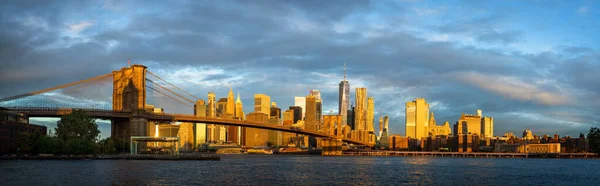 Sunrise Brooklyn Bridge Park View Manhattan Skyline — Stock Photo, Image