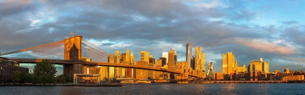 Alba Brooklyn Bridge Park Con Vista Manhattan Skyline — Foto Stock