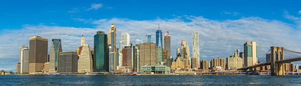 Salida Del Sol Brooklyn Bridge Park Con Vista Manhattan Skyline — Foto de Stock