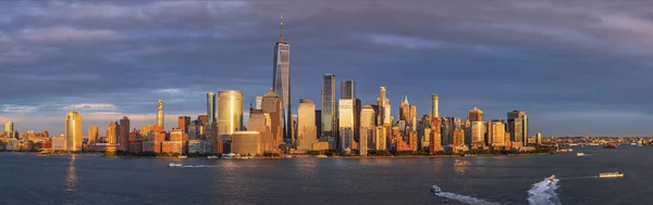 Vista Bajo Manhattan Desde Exchange Place Jersey City Atardecer — Foto de Stock