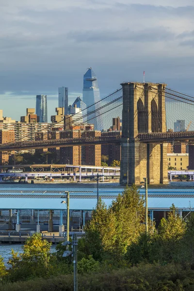 Brooklyn Bridge Marco Cidade Nova York — Fotografia de Stock