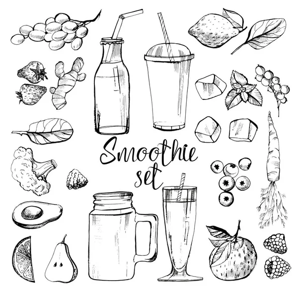 Esboço Desenhado Mão Aquarela Smoothie Ilustração Vetorial —  Vetores de Stock