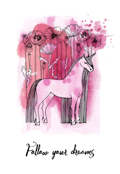 Licorne Illustration Vectorielle Dessinée Main — Image vectorielle