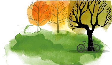 Sonbahar manzarası. Vektör ağacı koleksiyonu..