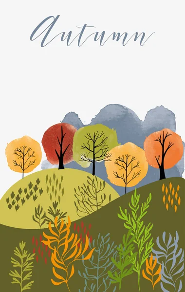 Outono Paisagem Coleção Árvores Vetoriais —  Vetores de Stock