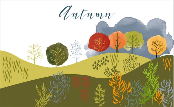 Otoño Paisaje Colección Árbol Vectorial — Archivo Imágenes Vectoriales