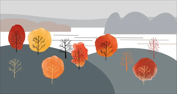 Herfst Landschap Vector Boom Collectie — Stockvector