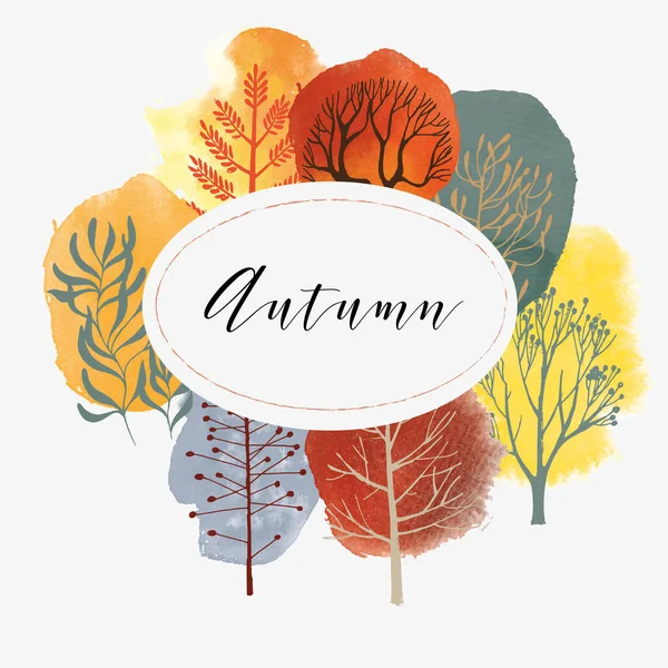 Otoño Paisaje Colección Árbol Vectorial — Vector de stock