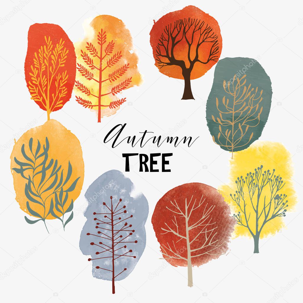 Autumn landscape.Vector tree collection.