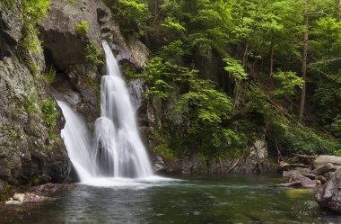 Kitle içinde yer alan bahar sırasında Bash Bish Falls yan görünüm