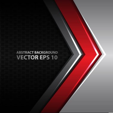 Soyut kırmızı gri ok modern çizgisi üzerinde siyah altıgen kafes vektör.