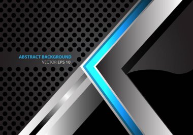 Soyut mavi ok metal gri daire kafes tasarım modern arka plan vektör.