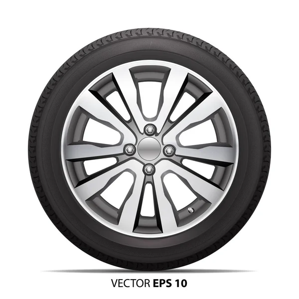 Neumático de aleación de rueda radial para coche en vector de fondo blanco . — Archivo Imágenes Vectoriales