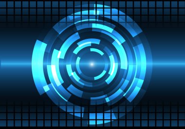 Soyut mavi daire ışık enerjisi tasarlamak teknoloji arka plan vektör. 