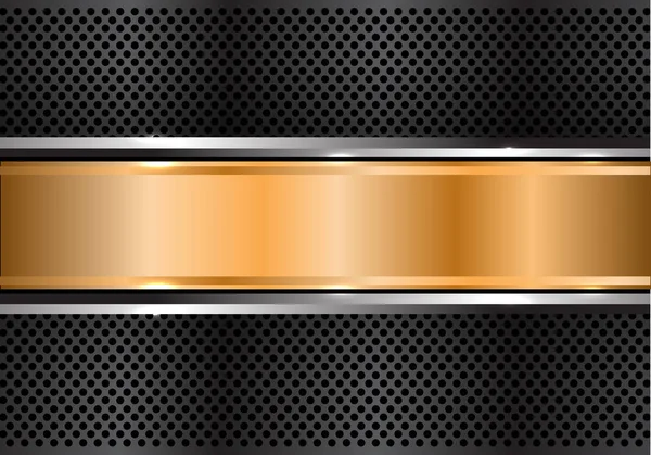 Abstrato banner de prata ouro em design de malha círculo preto moderno luxo fundo vetor ilustração . —  Vetores de Stock