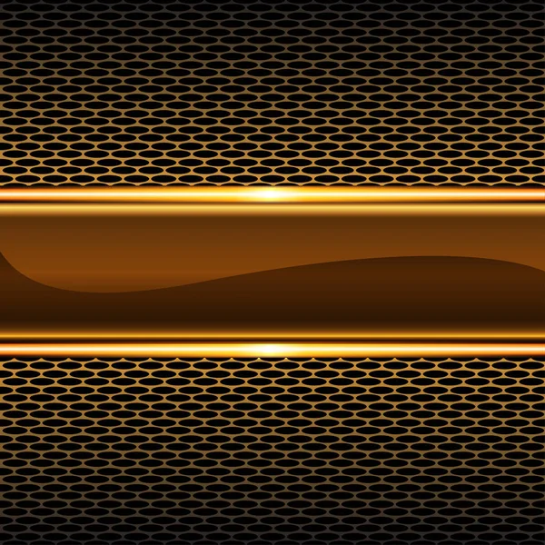 Abstrakt Gold glänzend Banner auf Wabennetz Muster Design Luxus Hintergrund Vektor Illustration. — Stockvektor