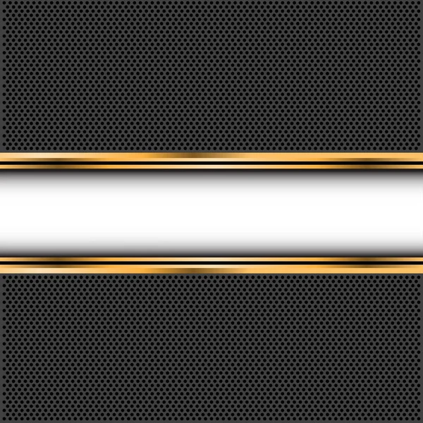 Banner de ouro branco abstrato no design de malha de círculo cinza escuro vetor de fundo de luxo . —  Vetores de Stock