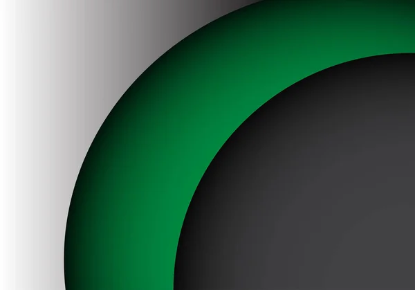 Curva de forma verde abstracta en metal gris diseño moderno vector de fondo . — Vector de stock