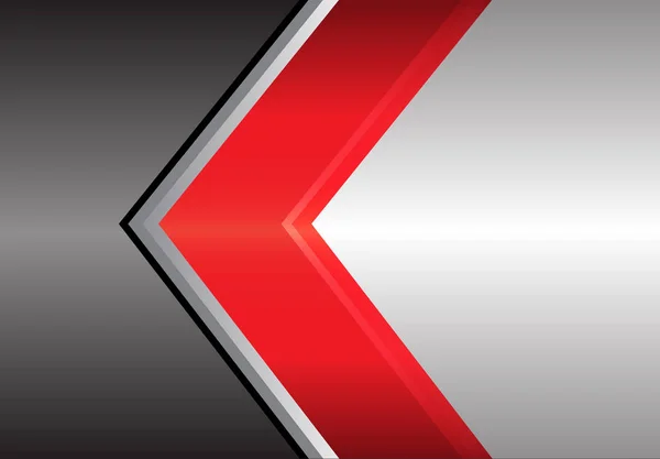 Flecha roja abstracta en el diseño de metal gris moderno vector de fondo . — Vector de stock