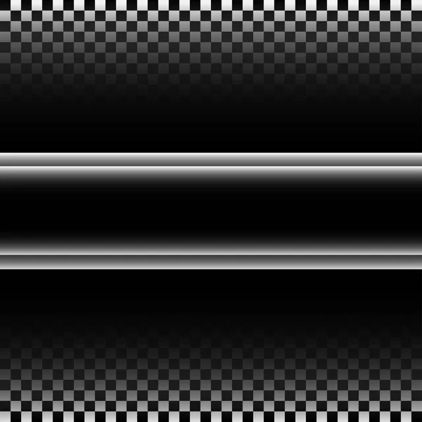 Abstraktes schwarzes Silberetikett auf kariertem Gradientenmuster Design Rennhintergrund-Vektor. — Stockvektor