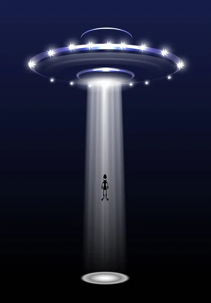 UFO ve uzaylı gece plan vektör üzerinde. 