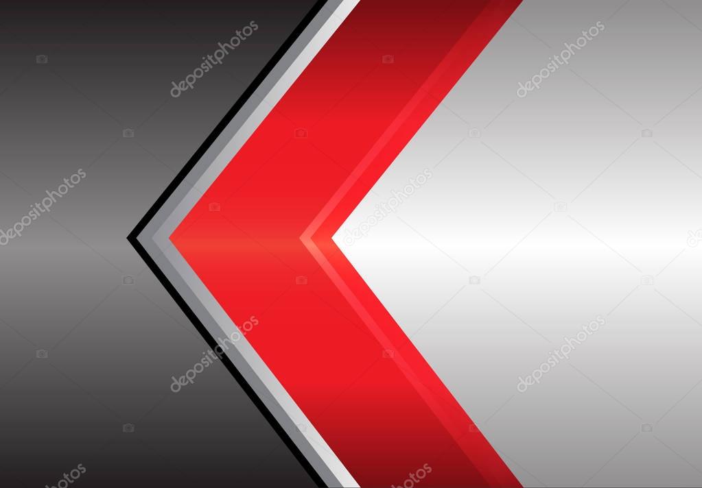 Abstract red arrow on gray metal design modern background vector.