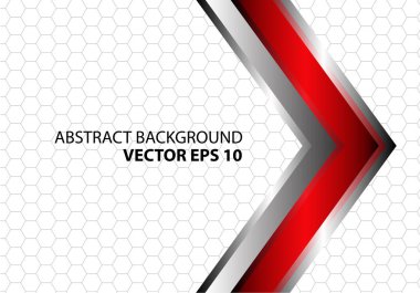 Kırmızı metal gümüş ok gri altıgen ile mesh desen beyaz vektör