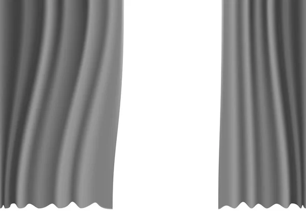 Tecido de cortina cinza no vetor de fundo branco — Vetor de Stock