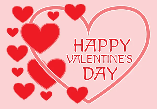 Feliz día de San Valentín corazón rojo sobre el vector de fondo rosa . — Vector de stock