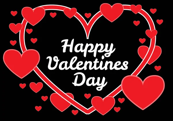 Feliz día de San Valentín corazón rojo sobre fondo negro vector . — Vector de stock