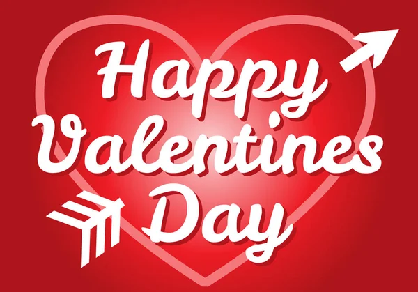 Feliz día de San Valentín corazón y flecha blanca en el vector de fondo rojo . — Vector de stock