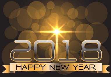 Mutlu yeni yıl 2018 altın gece tasarımı tatil festival vektör için.