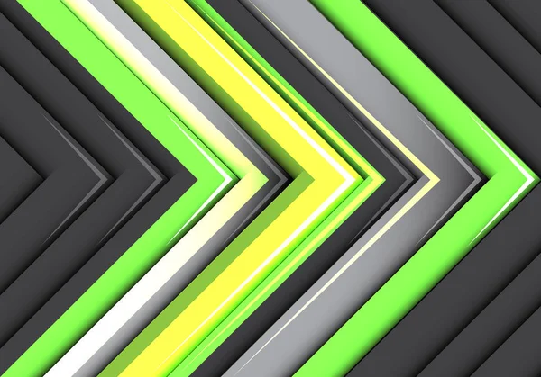 Abstrakt grün gelb neongraue Pfeile Muster Hintergrund Textur Vektor. — Stockvektor