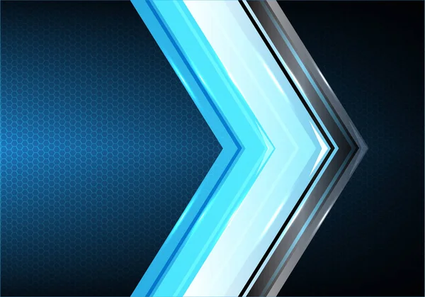 Luz de seta azul abstrata no vetor de fundo de design de malha hexagonal — Vetor de Stock