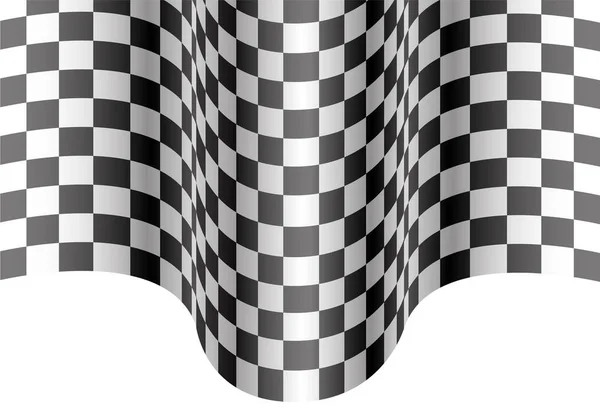 Checkered bandiera onda su bianco disegno gara campionato sfondo vettoriale . — Vettoriale Stock