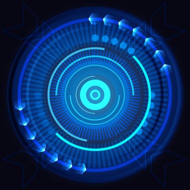 Soyut mavi daire hafif güç teknoloji tasarım modern arka plan vektör çizim.