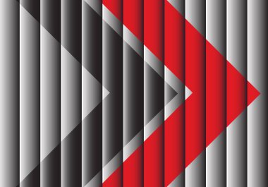 Gri perde tasarım modern futuristik yaratıcı zemin üzerine siyah ve Kırmızı oklar illüstrasyon vektör. 