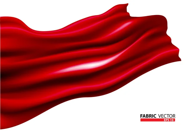 Tissu rouge satin volant sur blanc design luxe fond vectoriel illustration . — Image vectorielle