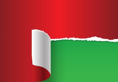 Kırmızı kağıt yaratıcı arka plan vektör çizim için yeşil tasarım Tarih torn.  