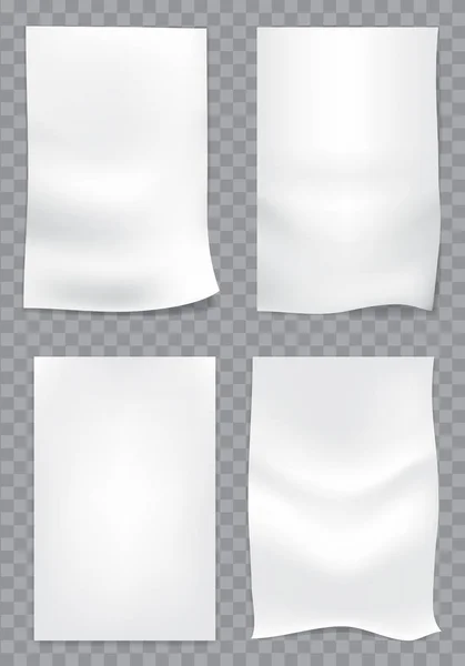 White empty paper action set on checkered design for creative background vector illustration.