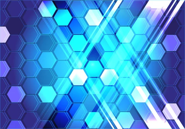 Illustration vectorielle créative futuriste moderne abstraite de technologie de lumière hexagonale bleue . — Image vectorielle