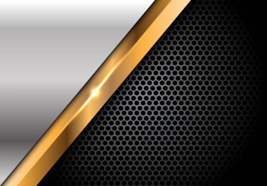 Soyut altın gümüş karanlık daire mesh metin yer tasarım modern futuristik yaratıcı arka plan vektör çizim için boş alan ile.